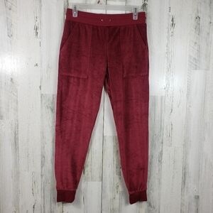 stars above red fleece velvet jogger sweatpants women's size XS